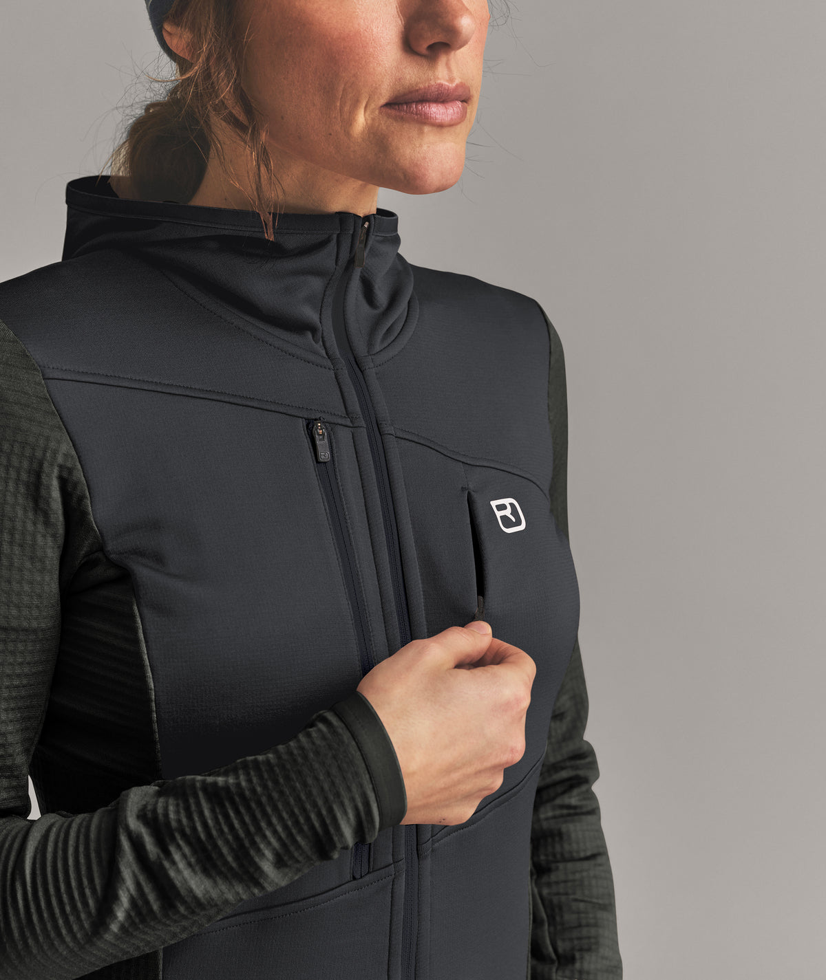 FLEECE GRID HOODY W