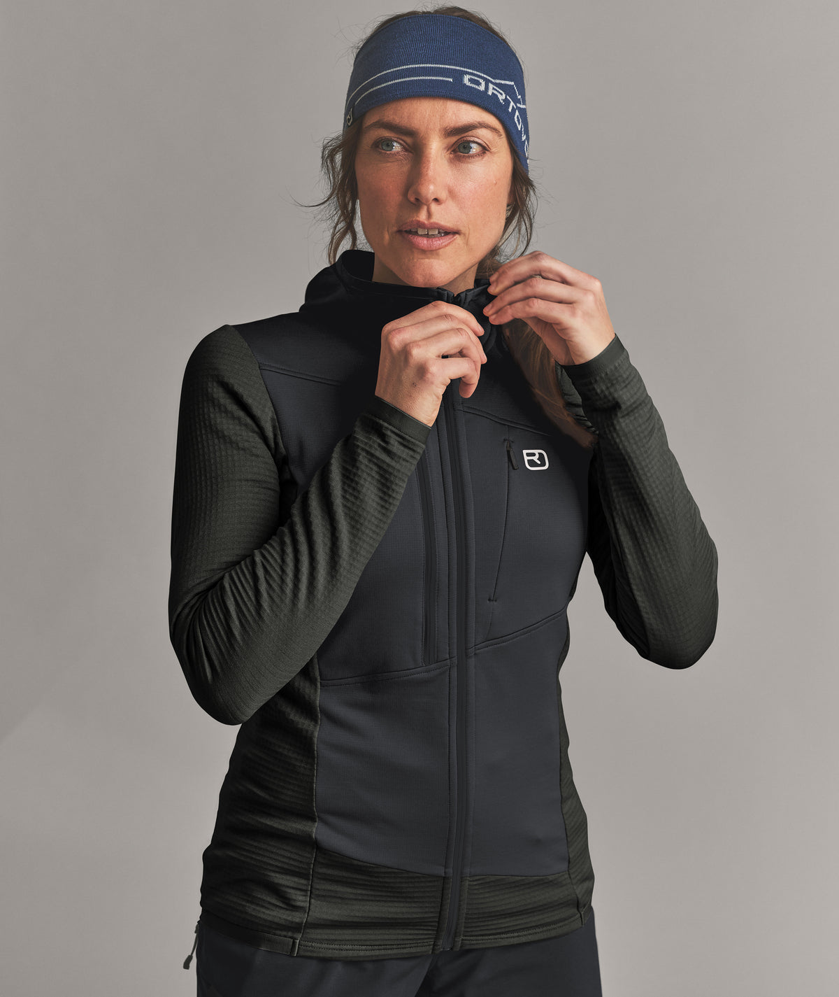 FLEECE GRID HOODY W